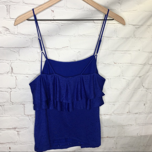 Harlowe & Graham Blue Eyelet Flutter Cami Top Size XS - Picture 7 of 12